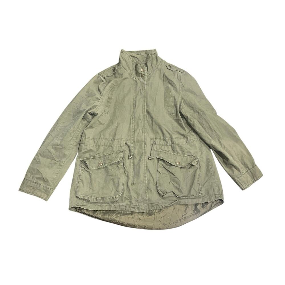 Ambiance Outerwear Olive Green Cargo Military Utility Jacket Size 1X Gorpcore